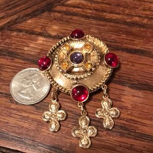 Vintage Jewelry - 80’s gold tone brooch with dangle crosses Vintage Jewelry - 80’s gold tone brooch with dangle crosses
